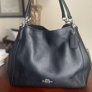 Black Coach leather “Hallie” shoulder bag